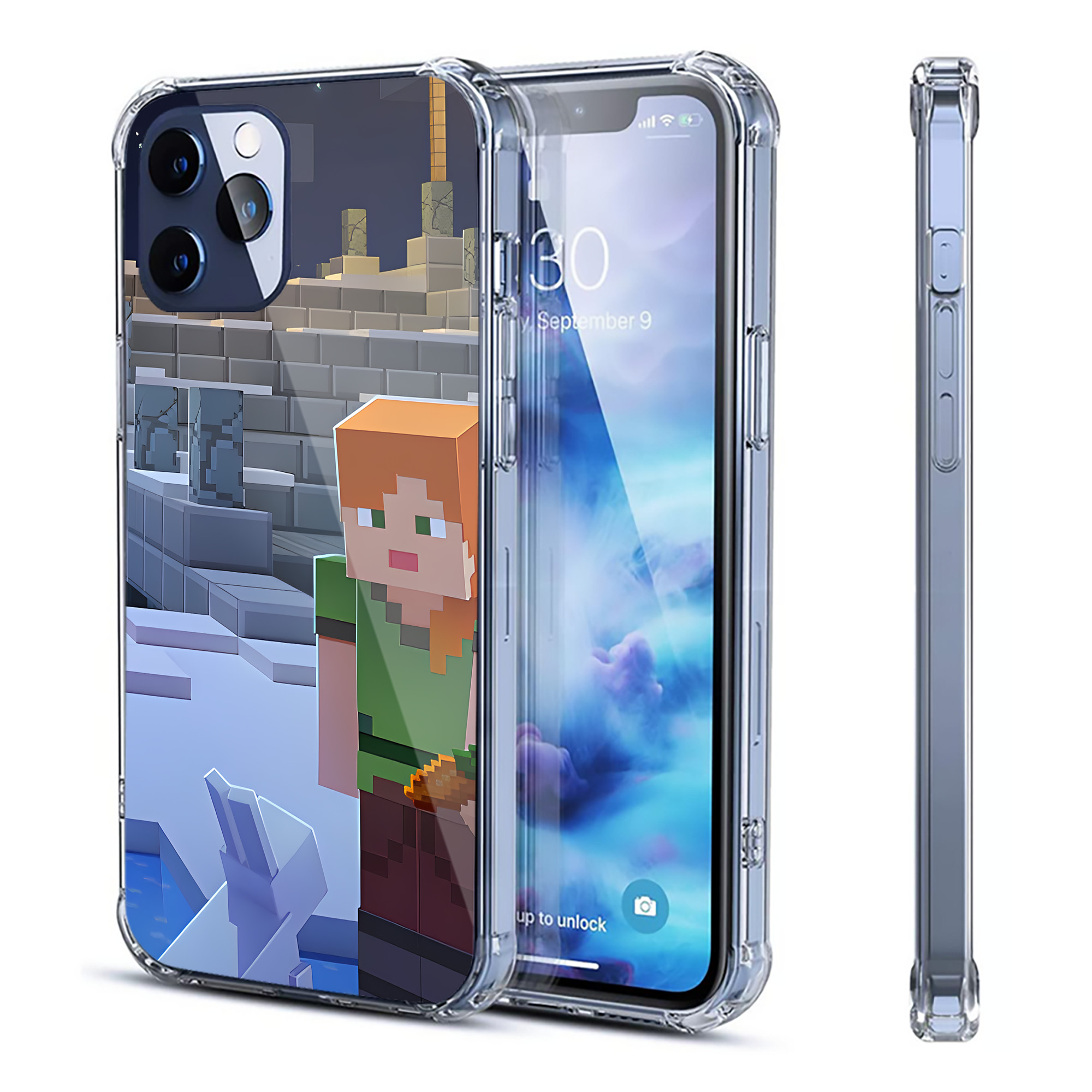 （画像用） マインクラフト ブロックの世界 Minecraft MC Block world 【iPhone 12シリーズ対応】透明スマホケース（クリアソフトケース）